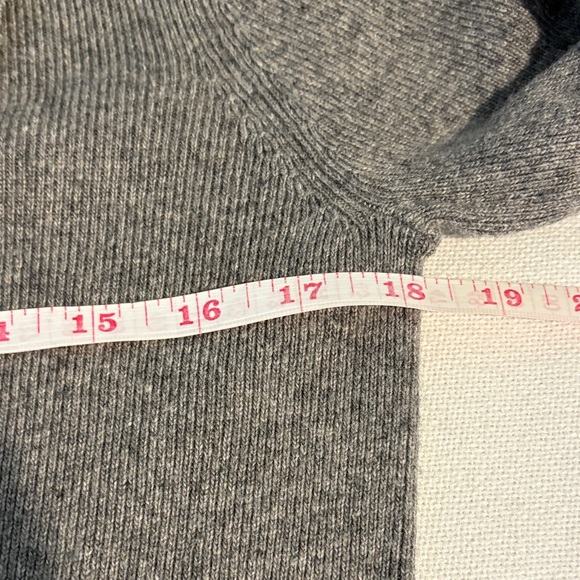 Cashmere Blend Ruffle Henley Sweater Grey Soft Feminine Knit top - Picture 5 of 6